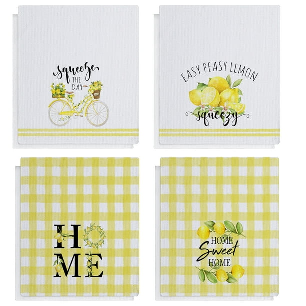 Freaki 4 Pcs Lemon Kitchen Towels Dish Towels, Lemon Kitchen Decor