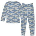 thumbnail image 2 of joogoo Retro Fishes 2 Piece Long Sleeve Tee and Pants Cotton Pajama Set 8Y, 2 of 7