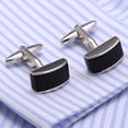 thumbnail image 5 of RO Gemelos negros de boda de negocios rectangulares de acero inoxidable para hombre, 1 pieza, accesorios de ropa, 5 of 5