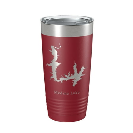 

Medina Lake Map Tumbler Travel Mug Insulated Laser Engraved Coffee Cup Texas 20 oz Maroon