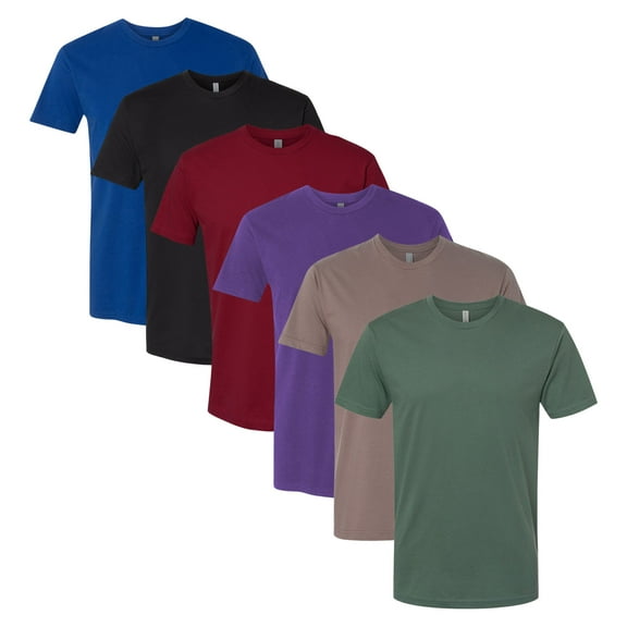 Next Level Men’s 100% Cotton T-Shirts Solid Color Bulk Wholesale Packs Tees for Printing or Everyday Wear (Dark Color 6 Pack, XL)