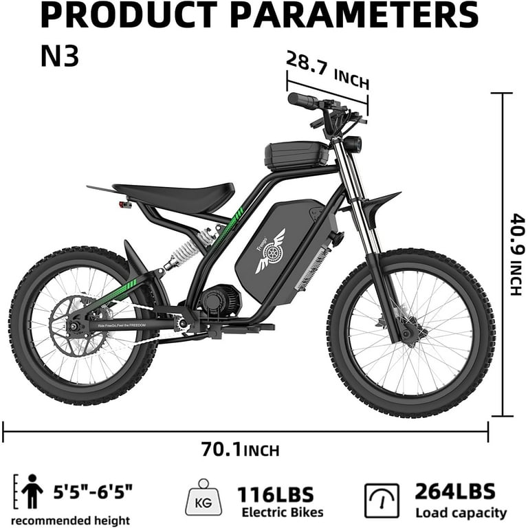 40MPH Electric Bicycle,Dual-Mode Electric Dirt Bike 3000W(Peak