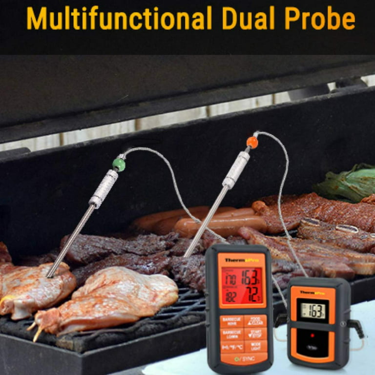 ThermoPro TP25 500ft Wireless Bluetooth Meat Thermometer w 4 Probes  Rechargeable