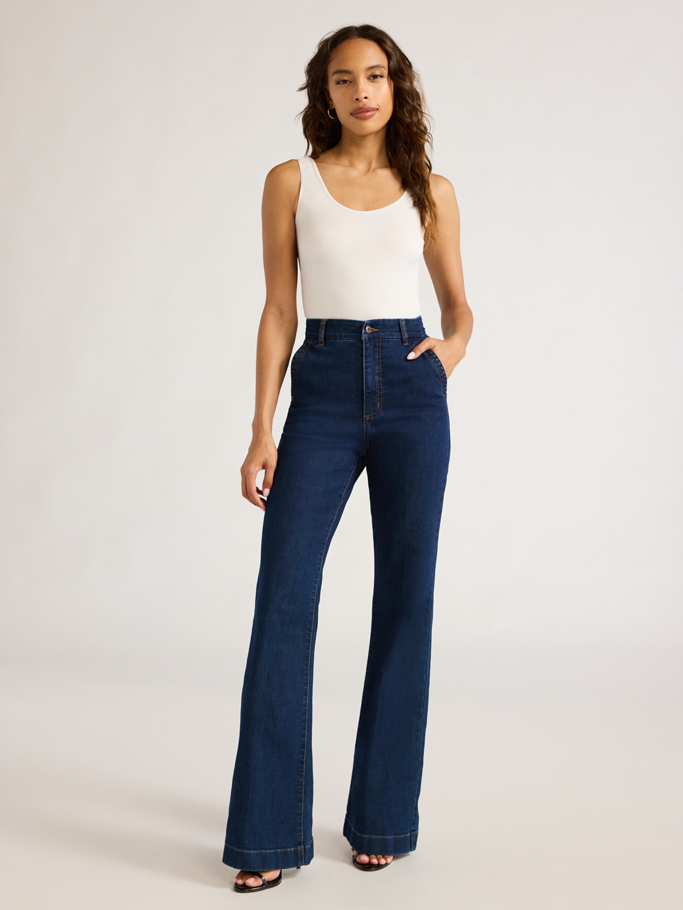 Sofia Jeans Women's Flare Trouser High-Rise Jeans, 30.5" inseam