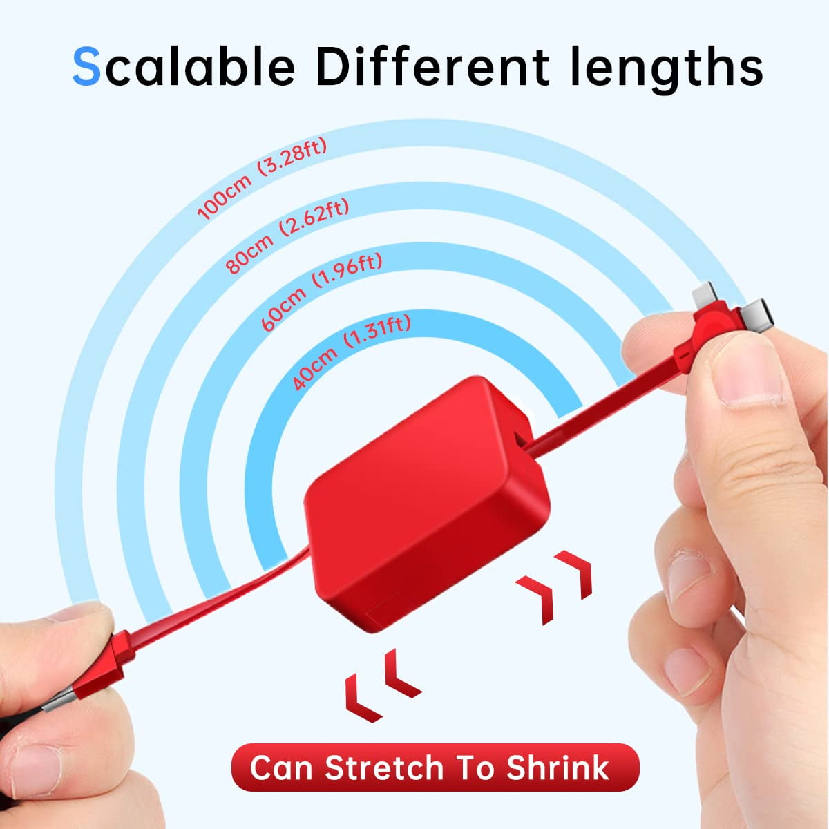 MHAWBL-4 Pcs 3 in 1 Retractable Multi Fast Chargers Cable Bulk (3.28FT) with USB C/Micro USB/L and Phone Stand, Compatible with iPhone 17/16/15/14/13/12/11/10/9/8/Android/Tablet