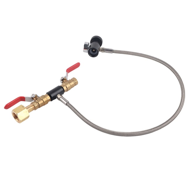 Adaptador de Recarga de Cilindro de CO2 Con Manguera, 2 Válvulas de Encendido/Apaguado, Manguera de 24-36 Pulgadas, SE Adapta A Tanques de CO2 CGA320, SE Utiliza