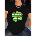 thumbnail image 1 of Women's Trendy St. Patrick's Day Irish Flag Clover Graphic Print Tee Casual Short Sleeve Shirt, Breathable For Everyday Wear, 1 of 7