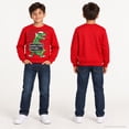 thumbnail image 2 of Quad Seven Boys Ugly Christmas Sweater Fleece Novelty Xmas Holiday Party Pullover Sweatshirt Red Dino Can Explain, 16/18, 2 of 7