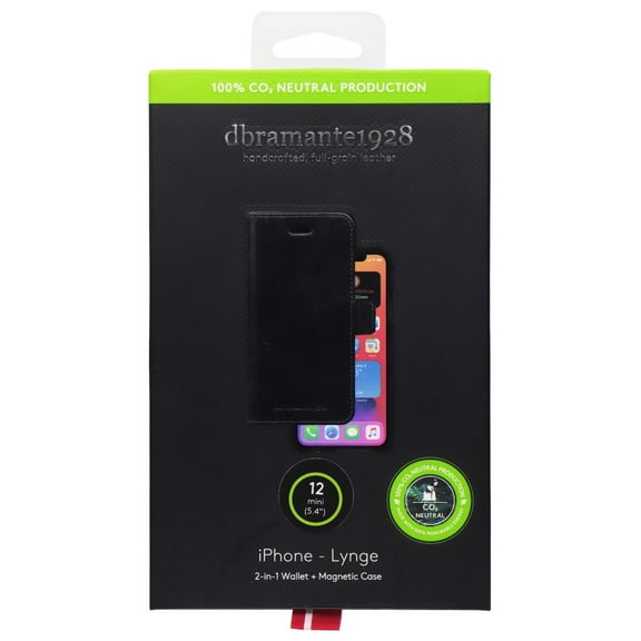 Lynge Full-Grain 2-in-1 Wallet   Magnetic Case for iPhone 12 mini - Black