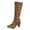 Brown Middle Mid Calf Boots, variant on Fashionable Long Boots Pointed Thick Heel Comfortable Suede Casual Versatile Fall Winter Women's Footwear