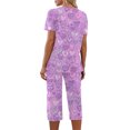 thumbnail image 5 of Valentines Day Women Pajama Set 2026 Lounge Heart Printed Plus Size Short Sleeve and Capri Trousers Sets with Pockets, 5 of 7