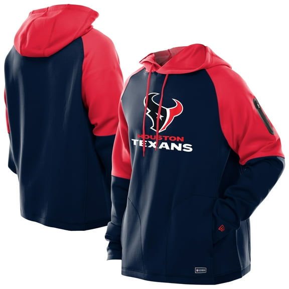 Men's New Era Navy Houston Texans Combine Authentic Color Block Raglan Pullover Hoodie
