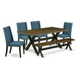 thumbnail image 6 of East West Furniture X-Style 6-piece Traditional Wood Dining Set in Black, 6 of 10