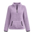 thumbnail image 3 of KICILVS Womens Fleece Half Zip Pullover with Front Kangaroo Pocket Cozy Warm Winter Casual Daily Loungewear Tops, 3 of 7