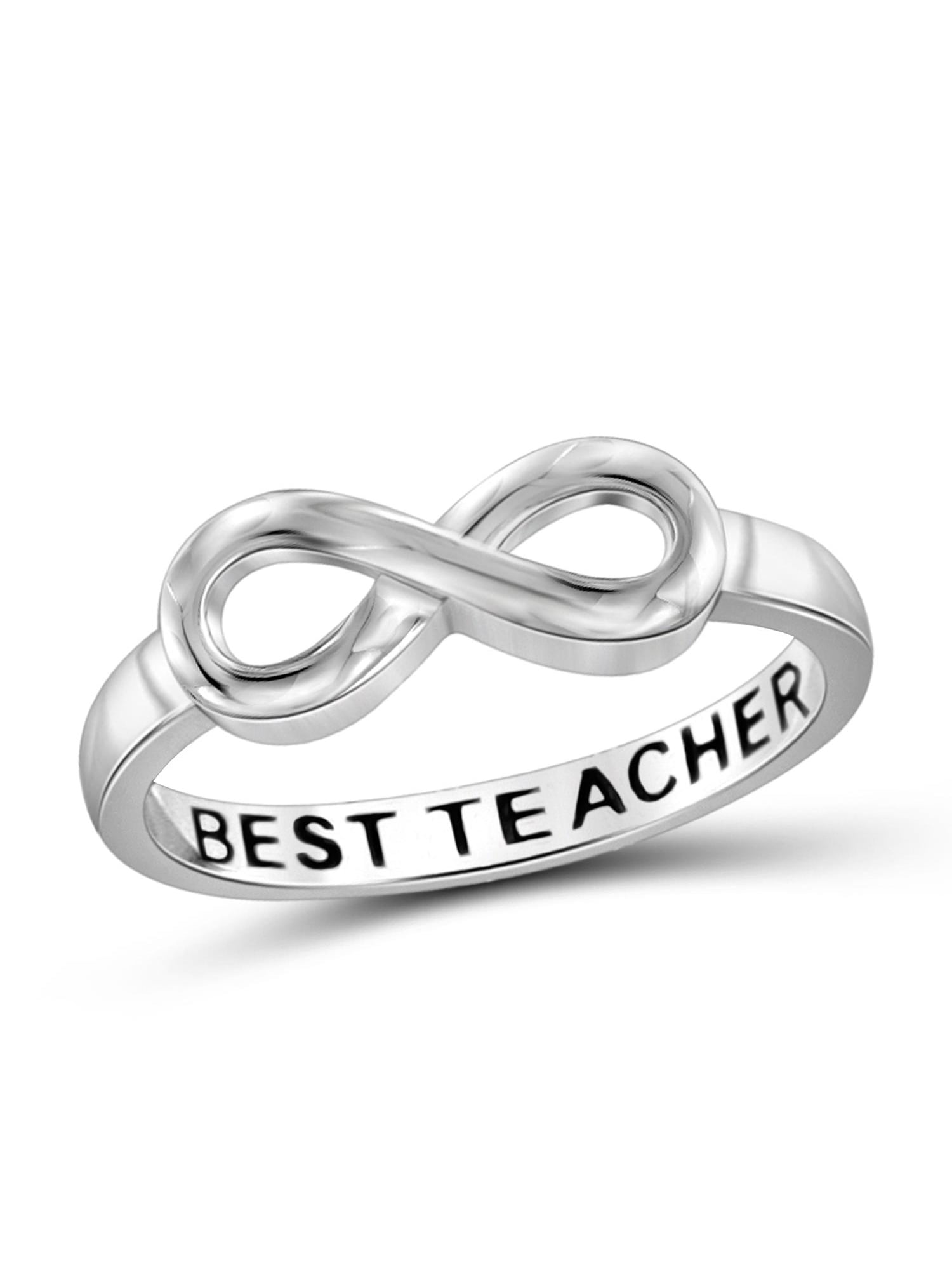 JewelersClub 0.925 Sterling Silver Infinity Friendship Ring for Women | Personalized Best Teacher Eternity Knot Symbol Band