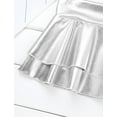 thumbnail image 6 of Kaerm Woman Metallic Wet look Liquid Nightclub Role Play Skater Skirt Pleated Ruffled Mini Skirt Silver S, 6 of 7