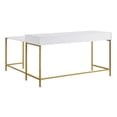 thumbnail image 3 of Modern Life White L Desk Charger Drawer with Gold Metal Legs, 3 of 9