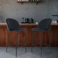 thumbnail image 4 of Silla Alta Tapizada para Barra de Cocina - Asiento Suave de Tela y Patas de Acero - Banco Desayunador Elegante para Uso Interior y Decoración del Hogar (Negro), 4 of 8