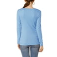 thumbnail image 3 of INSPIRAR CHIC Blusa de Manga Larga con Cuello de Cowl y Botones Decorativos, Frontal Fruncido, Ajuste Regular, Pulóver Talla XL Color Azul Claro, 3 of 7