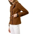 thumbnail image 6 of INSPIRE CHIC Women's Winter Worsted Notched Lapel Double Breasted Overcoat XL Dark Brown, 6 of 8