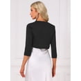 thumbnail image 3 of DARING DIVA Women's 3/4 Sleeve Cropped Open Front Cardigan Sweaters XL Black, 3 of 6