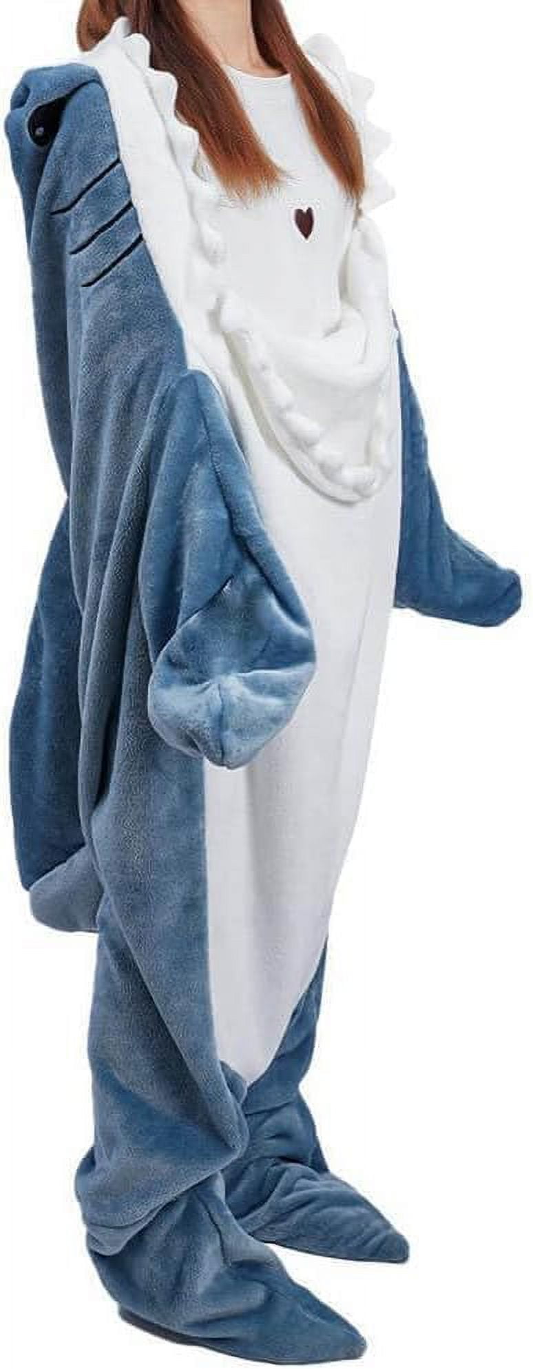 Adult Shark Blanket Hoodie Onesie Wearable Shark Blanket, Shark Sleeping Bag, Soft Cozy Shark Onesie Costume
