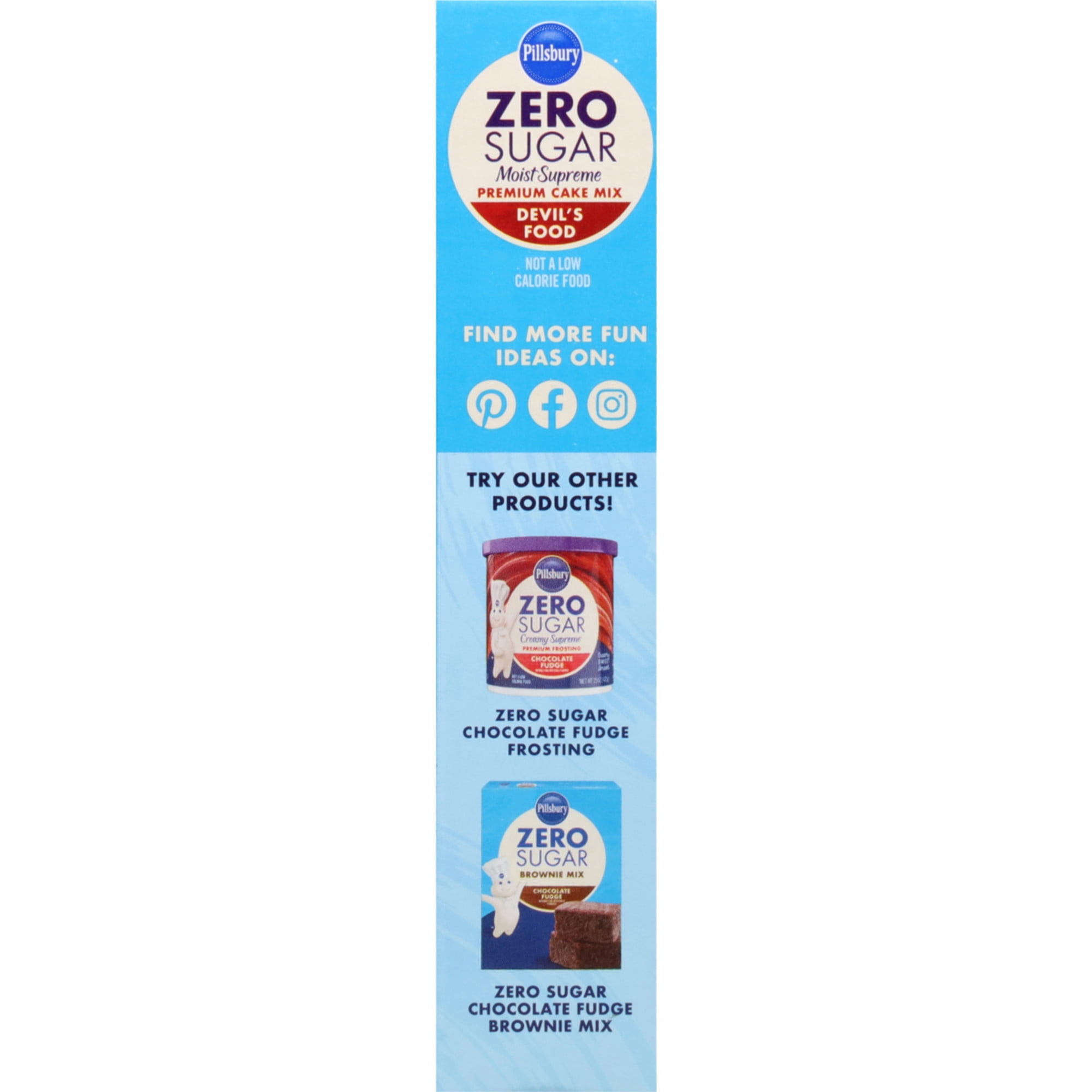 (6 pack) Pillsbury Zero Sugar Moist Supreme Devil's Food Premium Cake Mix, 16 oz Box