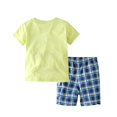 thumbnail image 3 of Boys Beach Vacation Outfits Two Piece Lounge Set Short Sleeve Graphic Tees Shirts and Shorts Sets Toddler Travel Clothes, Khaki, 6 Years, 3 of 4