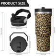 thumbnail image 4 of Leopard Print 30oz Handheld Travel Tumbler with Handle – Double Wall Stainless Steel Insulated Cup, Flip Straw Lid, Leak-Proof & BPA-Free for Hot and Cold Drinks – Durable Coffee & Juice Mug Black, 4 of 6