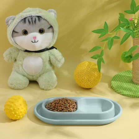 Pawsdot Gray Proof Cat and Dog Food Bowl Set Dual Bowls for Clean Mealtime