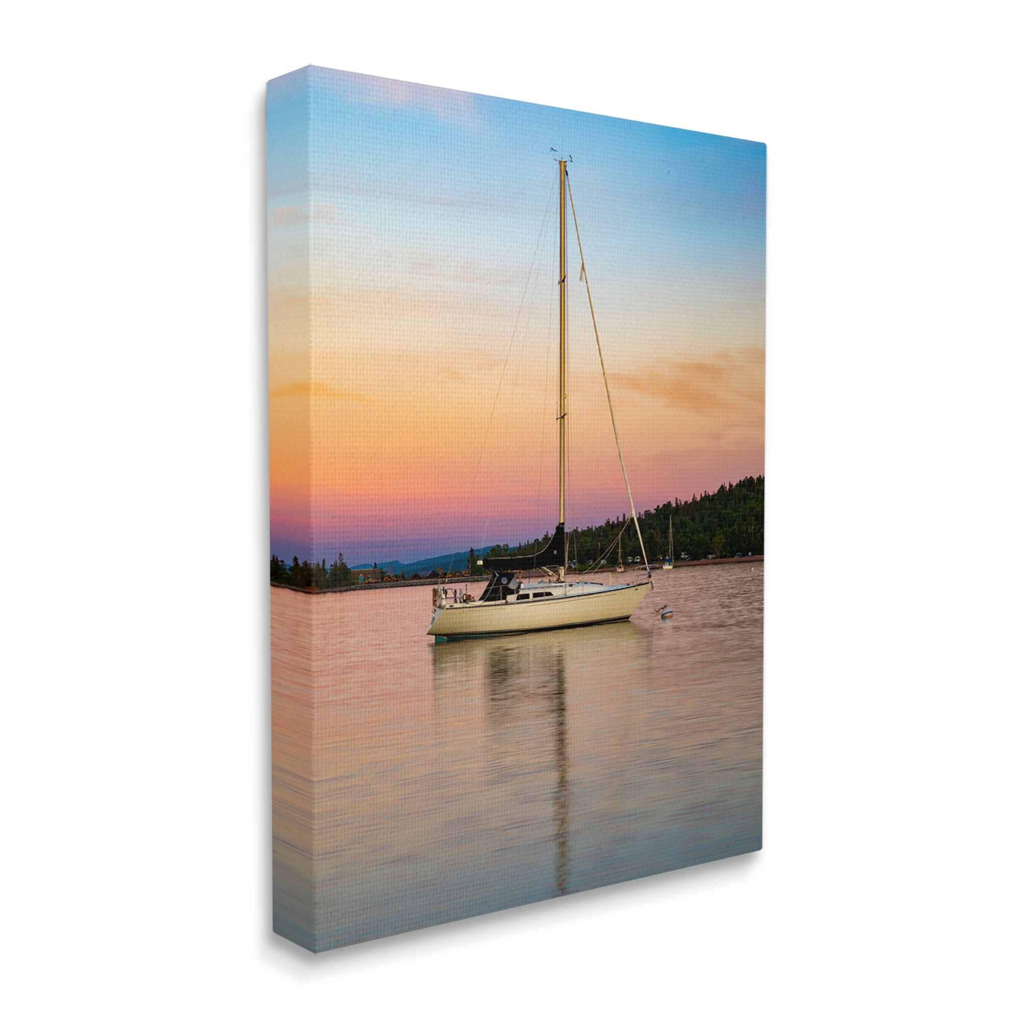 Stupell Industries Sunset Boat Photography Transportation Photography Gallery Wrapped Canvas Art Print Wall Art, 24 x 30