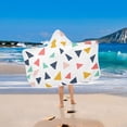 thumbnail image 2 of Yayeee Kids Hooded Towels Toddler Soft Absorbent Beach Bathing Wrap 50" x 23.5", White Minimalist Triangles, 2 of 5
