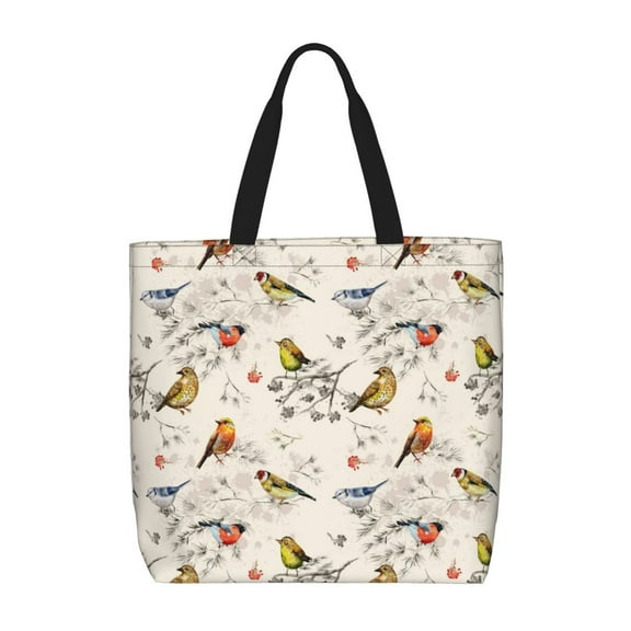 Hirioo Little Birds for Tote Bag for Women, Quilted Shoulder Bag with Zipper, Large Capacity Handbags for Casual, Travel, Work