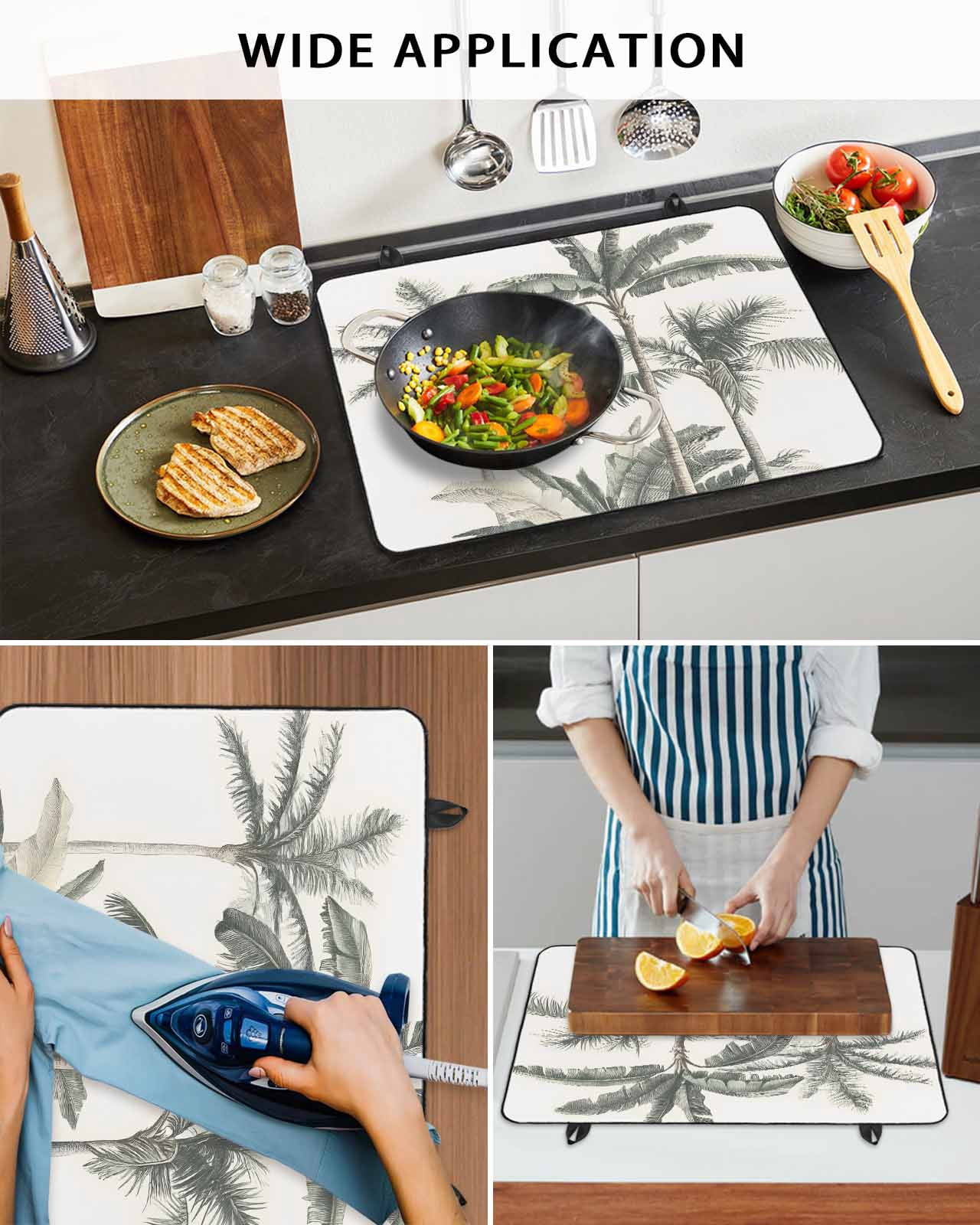 nqOlkjepod Large Induction Cooktop Protector Mat 36"x21", Tropical Palm Tree Stove Top Covers for Electric Stove, Summer Beach Botanical Decorative Stove Burner Cover Mats, Glass Top Stove Cover
