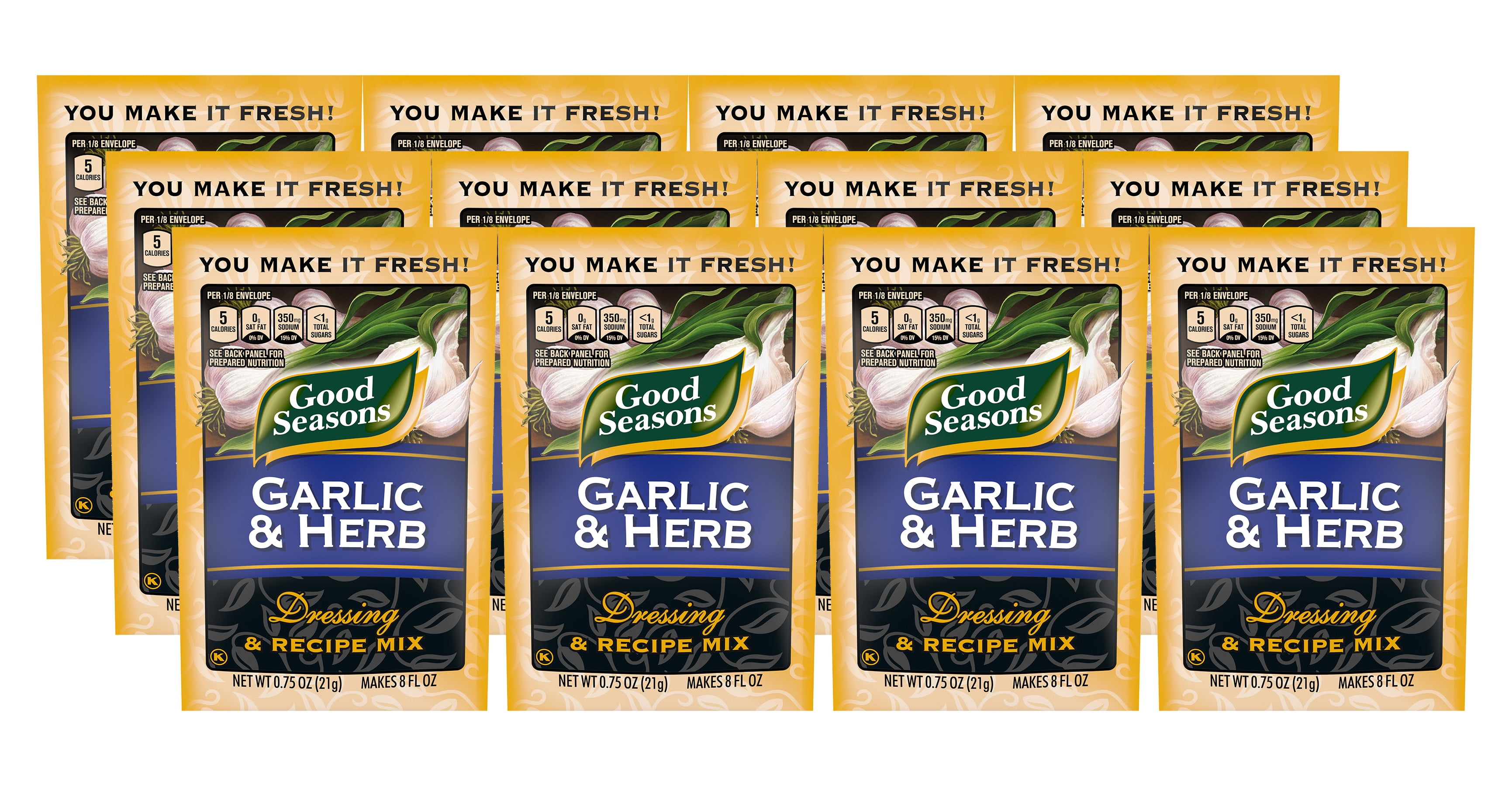 (12Pack) Good Seasons Garlic & Herb Dressing & Recipe Mix, 0.75 oz