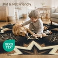 thumbnail image 4 of ODIKA 4'x6' Washable Area Rug Stain Resistant, Low Pile, Easy Care Motif Farmhouse Border Concentric Ring Spiral Primitive Folk Refined Structured for Dorm Room, Small Living, 4 of 7