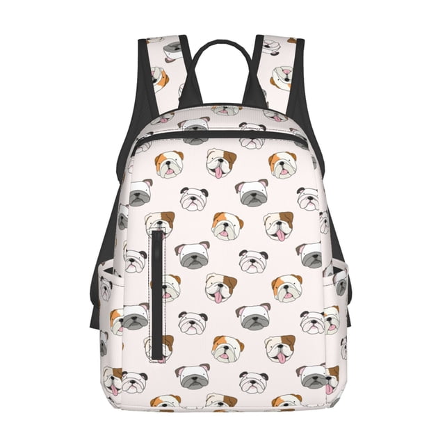 Fotbe Bulldog Face Mochila Ligera para Hombres y Mujeres - Duradera y Resistente al Agua, Ideal para Escuela, Trabajo, Viajes y Uso Diario