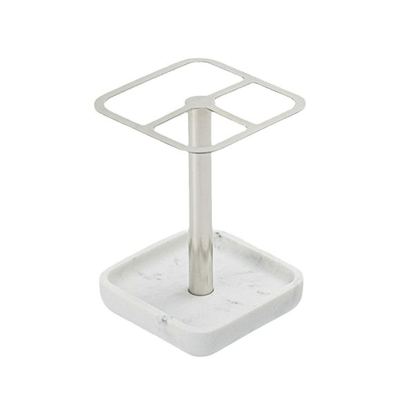 Leodye 1PCS Stainless Steel Toothbrush Stand with 3 Slots Multi-Purpose Metal Countertop Organizer for Home office Bathroom Toiletries -4.72x3.34x3.34in