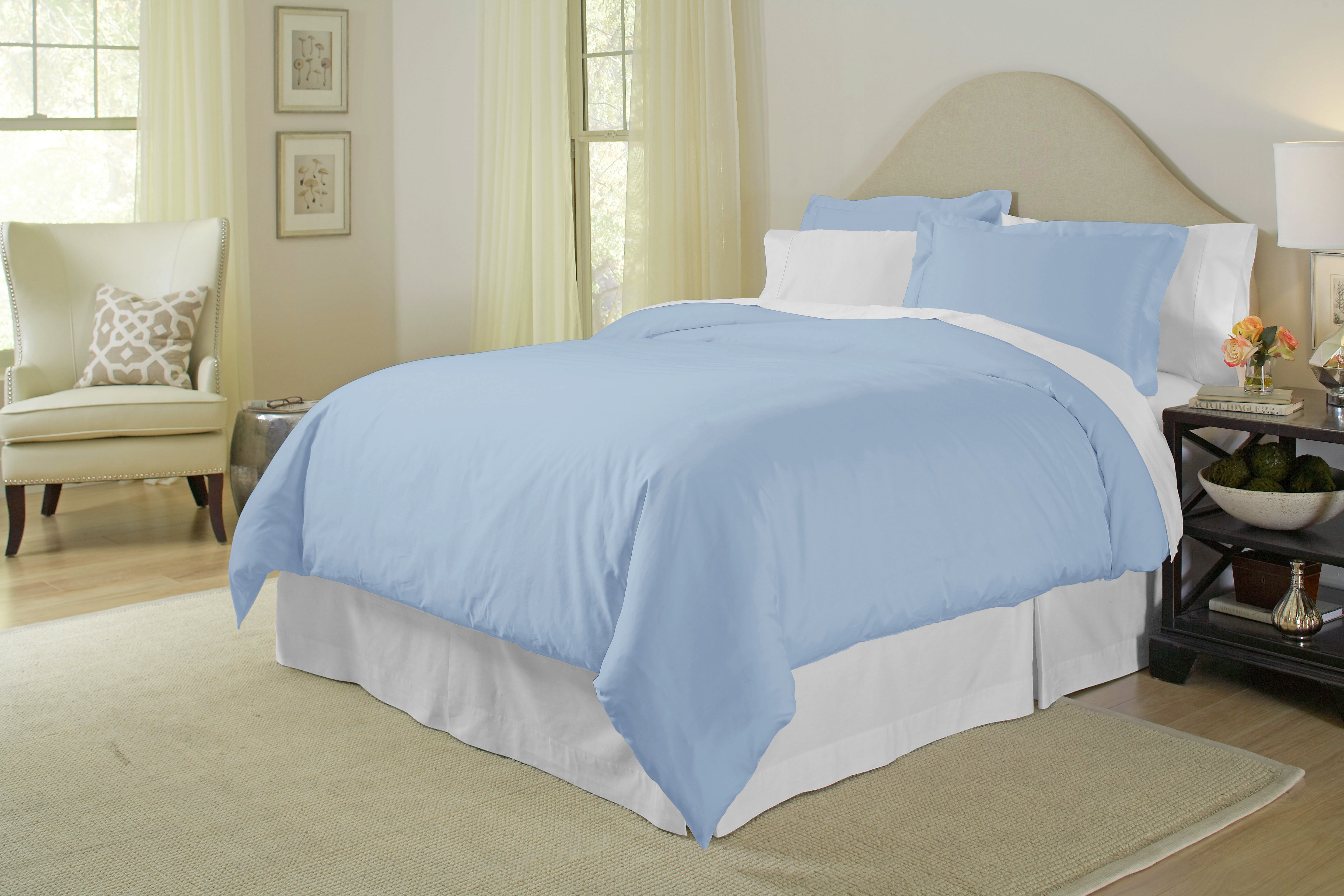Pointehaven Solid 400 Thread Count Pima Cotton Sateen 3 Pc Blue