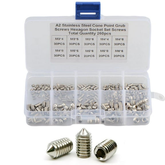 260 Hex Hexagon Socket Set Screw Cone Point Grub Screw Tapered End Headless Bolt YIWEI