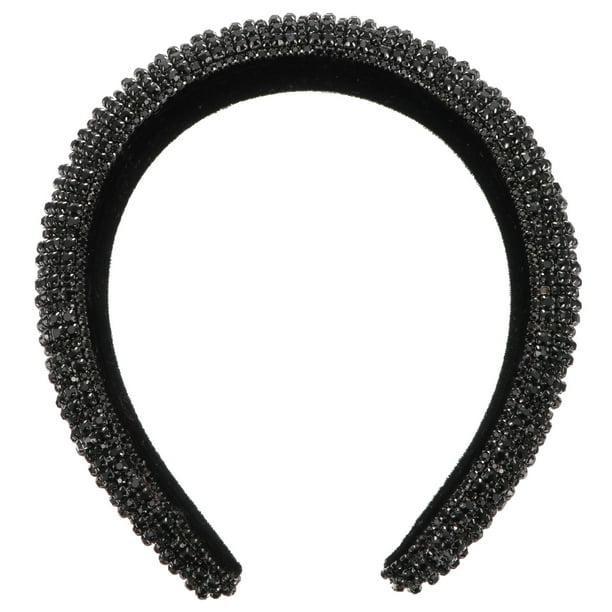 Diadema acolchada con diamantes de imitación para mujer, diadema ancha con joyas brillantes, tocado