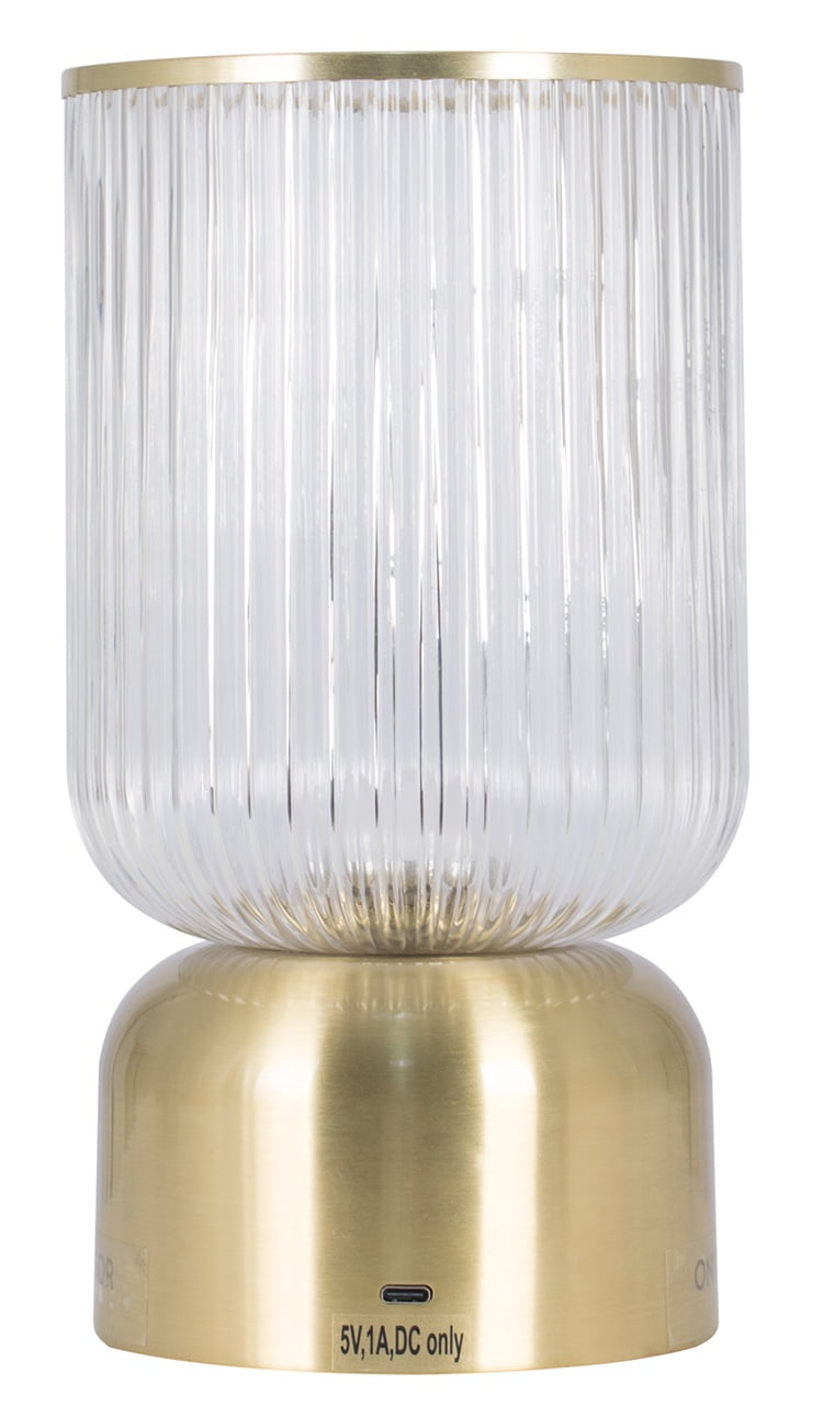 Better Homes & Gardens 9 inch Height Glass Uplight, Touch switch, USB-C Charging Cable included