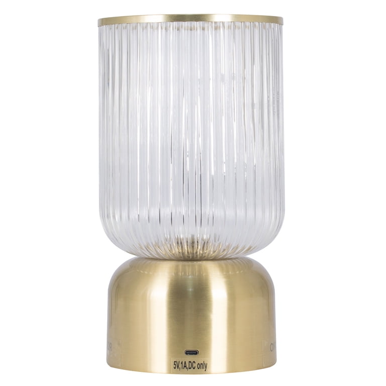 Better Homes & Gardens Glass Uplight Table Lamp, 9", Brass photo 7