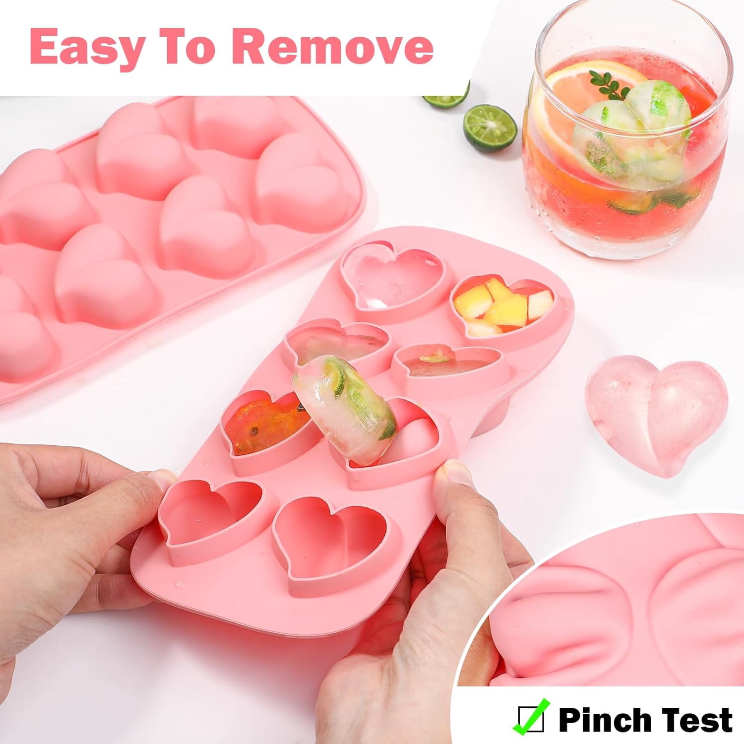 4-Pack Silicone Ice Cube Trays Set – Sphere (1.1"), Heart (10 & 8 Cavity), Star with Lid – BPA-Free, Easy Release – For Cocktails, Whiskey & Chocolate – Green/Pink/Red/Multicolor