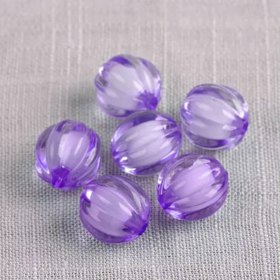U8MO 50pcs Round Pumpkin Colorful Acrylic Plastic Loose Beads Lot for Jewelry Making-Light Purple-12mm