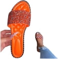 thumbnail image 3 of Zpanxa Slippers for Womens Glitter Bling Fancy Slide Flat Low Wedge Casual Fashion Sandals Shoes Flip Flops for Women Orange 37, 3 of 5