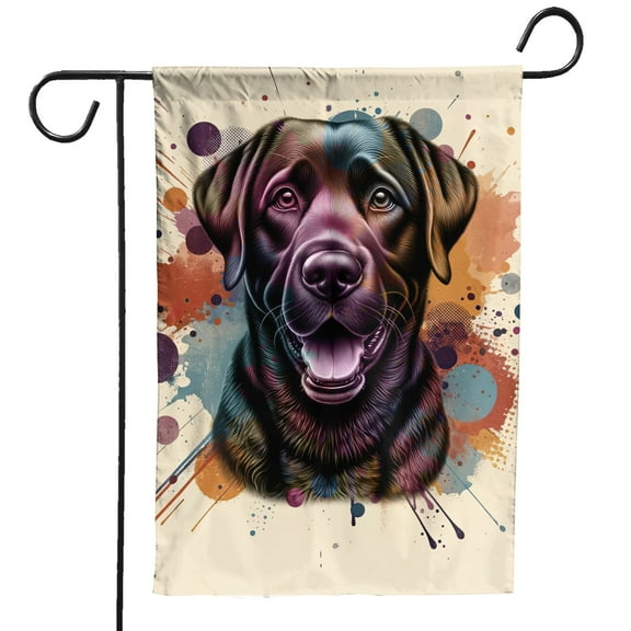 Labrador Retriever Portrait Watercolor Vintage Retro Styles Garden Flag 12x18in Double Sided Lab Dog Lover Gifts Outdoor Decor - 00001
