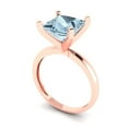 thumbnail image 2 of Solitaire Engagement Ring for Women - 3ct Simulated Blue Diamond in 18K Rose Gold Promise Ring, 2 of 6