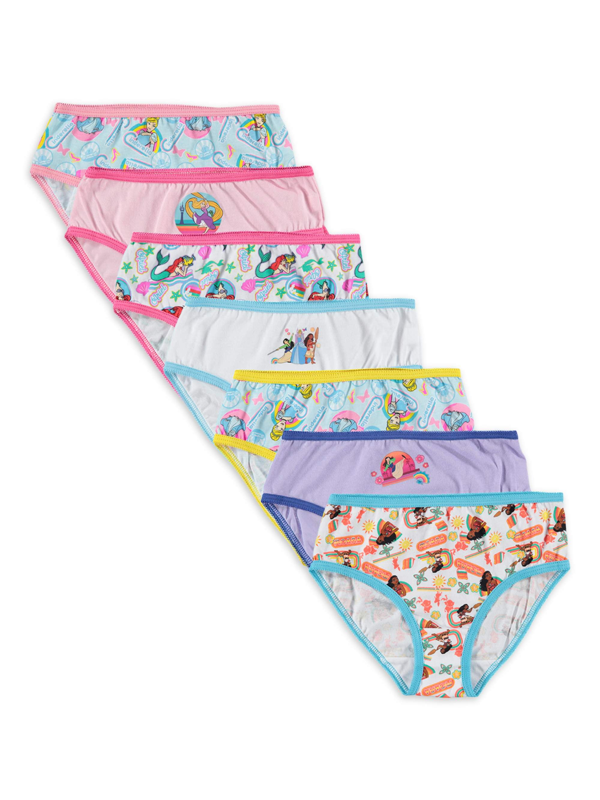 Disney Princess Girls Briefs Underwear 7-Pack, Sizes 4-8