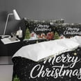 thumbnail image 4 of Merry Christmas Full Size Comforter Set, Black Santa Claus Snowman Pine Tree Snow Farm Bedding for All Seasons, 4 Pcs Bed Set with 1Comforter (86"x86") ,1 Sheet(80"x116"), 2 Pillowcases (19"x29"), 4 of 7
